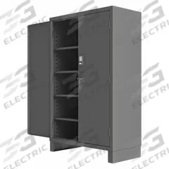 DURHAM MFG Storage Cabinet: 48 in x 24 in x 78 in, Swing Handle & Electronic Keypad/Card Reader (MPN 3703CX-BLP4S-95). Key specifications — attr62698: Gray; attr62736: Welded; attr87895: Legs; attr62693: Assembled; attr62737: Stationary; attr62694: Adjustable; attr62695: Powder Coated; attr62696: Steel.