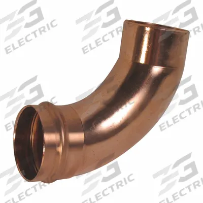 NIBCO Press Elbow Fitting: 90° Long Radius Elbow, 3 in CTS x 3 in CTS size, Press-fit x FTG - Plumbing Copper & Bronze Press Tube Fittings