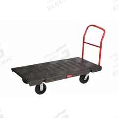 RUBBERMAID COMMERCIAL PRODUCTS Platform Truck: 2,000 lb, Black, Plastic, (2) Rigid/(2) Swivel (MPN FG446600BLA). Key specifications — attr1345828: Black; attr1345811: (2) Swivel; attr1345838: RUBBERMAID COMMERCIAL PRODUCTS.