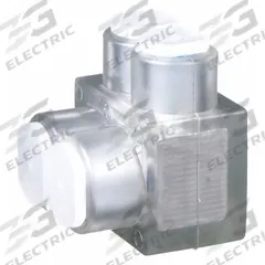 BURNDY Multitap Connector: 2 Port, Single-Sided Entry, 14 AWG – 4 AWG Wire Size, Clear (MPN BIT4). Key specifications — Body Material: Aluminum; Brand: BURNDY.