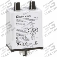 SCHNEIDER Single Function Time Delay Relay: Socket Mounted, 110V AC, 10 A, 8 Pins/Terminals (MPN 9050JCK52V20). Key specifications — Contact Rating (AC): 10 A @ 120/240V; Brand: SCHNEIDER.