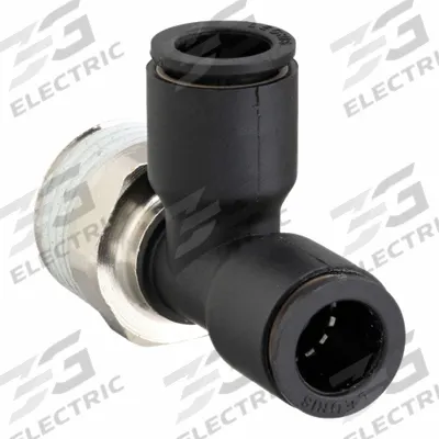 LEGRIS Push-Fit Tee Fitting: 6 mm Pipe x 6 mm OD x 1/4 in Pipe Size - Nylon & Nickel-Plated Brass Tube Fittings