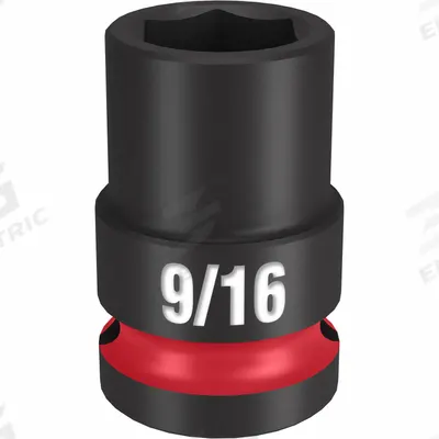 MILWAUKEE Standard Impact Socket: 1/2 in Drive Size, SAE, 9/16 in Socket Size, 6-Point - 1/2" Drive Impact Sockets