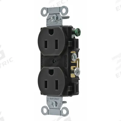 BRYANT Receptacle: Duplex, 5-15, Black, 125V AC, 15 A, 2 Pole / 3 Wire (MPN CBRS15BLK) - General Purpose Receptacles