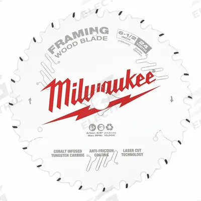 MILWAUKEE Circular Saw Blade: 6 1/2 in Blade Dia., 24 Teeth, 0.1 in Cut Wd - Wood-Cutting Blades