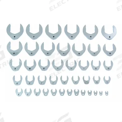 PROTO Crowfoot Socket Set: Alloy Steel, Chrome, 43 Tools - SAE Open End Crowfoot Wrench Sets