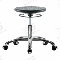 Stool: Polyurethane, Ht Range 16 1/4 in to 21 1/2 in, 13 in Seat Wd, 13 in Seat Dp, 0 Glides, Black (MPN IPDHSO-CR-CC-BLK). Key specifications — Brand: APPROVED VENDOR; Foot Support: No; Base Material: Aluminum; ESD-Safe: Not ESD Safe; Number of Casters: 5.