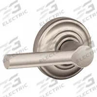 SCHLAGE RESIDENTIAL Door Lockset: Passage Lever Locksets, Nickel (MPN F10 BRW 619 AND). Key specifications — Ligature Resistance: Not Ligature-Resistant; Brand: SCHLAGE RESIDENTIAL; Lockset Function ANSI Code: F75; Visual Indicator Message: No Message; Lockset Style: Broadway; ADA Compliant: No; Finish: Satin Nickel-Plated, Clear Coated : Brass.