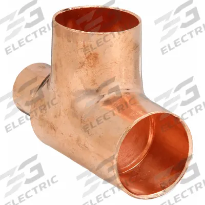 NIBCO Sweat Fitting Tee: 1 1/2 in CTS x 1 in CTS x 1/2 in CTS, Cup x Cup x Cup - Wrot Copper Tube Fittings
