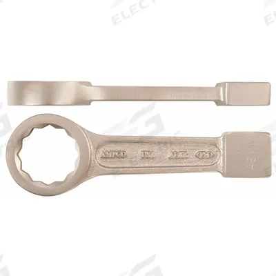AMPCO Striking Wrench: Aluminum/Bronze, Natural, 60 mm Head Size, 11 in Overall Lg - Metric, Straight Handle, Nonsparking, 12-Point Striking Box End Wrenches