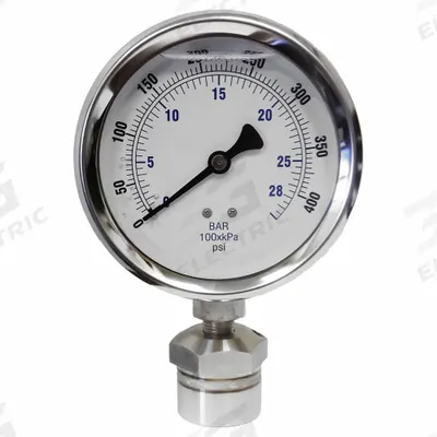KODIAK CONTROLS Pressure Gauge: 0 psi to 400 psi, KC301, 4 in Dial, 316 Stainless Steel - Dial Pressure Gauges with 316 SS Female-Threaded Mini-Seal