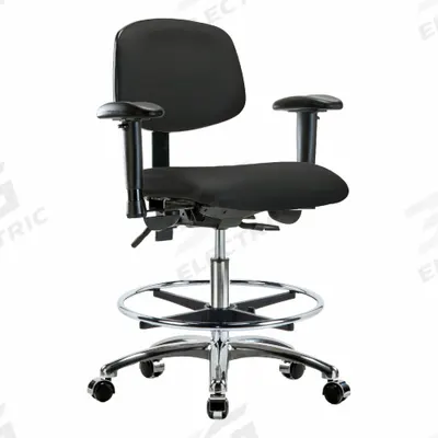 APPROVED VENDOR Ergonomic Chair: Vinyl, Arms Included, Ht Range 21 1/2 in to 29 in, 18 1/2 in Seat Wd - Vinyl Lab Chairs