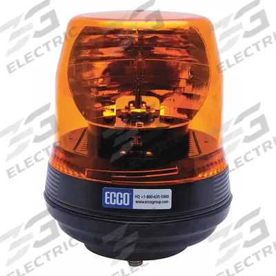 ECCO Rotating Beacon: Rotating Beacon, Amber, 7 5/16 in Overall Ht, Halogen - Vehicle Rotating Beacons