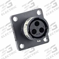 SOURIAU Electrical Connector: Trim Trio UTGX 10, Square Flange Receptacle, 2 + Ground Contacts, 10 A (MPN UTGX0103S). Key specifications — attr1043586: 30 AWG to 14 AWG; attr1043574: Contacts Not Included; attr1020114: SOURIAU; attr1043080: 1/3 Bayonet; attr1043085: IP69K; attr1043079: Trim Trio UTGX; attr1043575: Female; attr1043093: 500V.