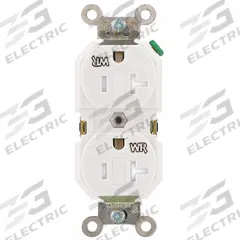 LEVITON Receptacle: Duplex, 5-20, White, 125V AC, 20 A, 2 Pole / 3 Wire (MPN TWR20-W)