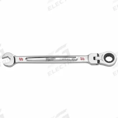 MILWAUKEE Combination Wrench: Chrome Vanadium Steel, Chrome, 3/8 in Head Size - SAE 12-Point Ratcheting Combination Wrenches