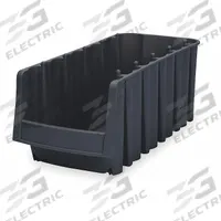 AKRO-MILS Stacking and Nesting Tote: 8 3/8 in x 17 7/8 in x 7 in, Black, 24 lb Load Capacity, Solid (MPN 30778BLACK). Key specifications — Brand: AKRO-MILS; % Recycled Content: 0%.