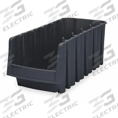 AKRO-MILS Stacking and Nesting Tote: 8 3/8 in x 17 7/8 in x 7 in, Black, 24 lb Load Capacity - Colored Plastic Bins