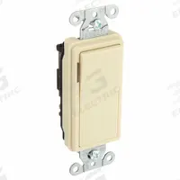 HUBBELL Wall Switch: Rocker Switch, 3-Way, Maintained, Ivory, 120/277V AC, 20 A (MPN DS320IL). Key specifications — Illuminated: Yes; Voltage Rating: 120/277V AC.