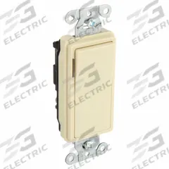 HUBBELL Wall Switch: Rocker Switch, 3-Way, Maintained, Ivory, 120/277V AC, 20 A (MPN DS320IL). Key specifications — Illuminated: Yes; Voltage Rating: 120/277V AC.
