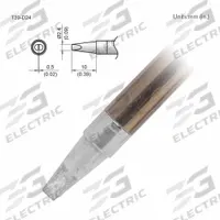 HAKKO Soldering Tip: T39 Series, Chisel, 2.4 mm W, 10 mm Lg (MPN T39-D24). Key specifications — Brand: HAKKO; Compatible Handpiece Manufacturer Model Number: FX-9701; Manufacturer Part Number: T39-D24.