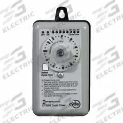 INTERMATIC Electromechanical Cycle Timer: 4 hr, 120/240V AC, SPST, Mechanical (MPN CT2000). Key specifications — Body Material: Metal; Indoor/Outdoor Usage: Outdoor; Mounting Style: Surface; Brand: INTERMATIC.