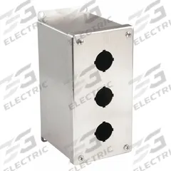 HOFFMAN Push Button Enclosure: 30mm, 3 Holes, 304 Stainless Steel, NEMA 4X (MPN E3PBXSS). Key specifications — attr211299: HOFFMAN; attr1043605: Washdown-Corrosion-Resistant.