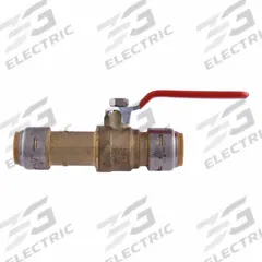 SHARKBITE MAX Manual Two-Way Ball Valve: 3/4 in, Brass, Straight, Push x Push, Full Port Ball Port (MPN UR24736G). Key specifications — Brand: SHARKBITE MAX; Handle: Locking Lever.