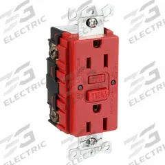 HUBBELL GFCI Receptacle: Duplex, 5-15, Red, GFCI, 125V AC, 15 A, 2 Pole / 3 Wire (MPN GFRWR15R)