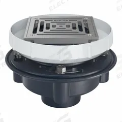 ZURN Floor Drain: 8 1/4 in Overall Dia, 5 in Grate Size, 4 in Nominal Pipe Size, Solvent Weld, ABS (MPN EZ1-AB3-ST-SS). Key specifications — Color: Silver; Connection Type: Solvent Weld; Brand: ZURN; Includes: Stainless Mesh Screen.