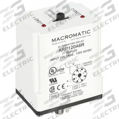 MACROMATIC Alternating Relay: Socket Mount, 120V AC, 8 Pin, SPDT (MPN ARP120A6R). Key specifications — Contact Rating (AC): 10 A @ 240V; Contact Rating (DC): 10 A @ 24V; Manufacturer Part Number: ARP120A6R; Base Type: Octal; Brand: MACROMATIC; Mounting Style: Plug-In.