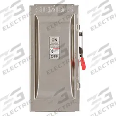 SIEMENS Safety Switch: Non-Fusible, 100 A, Three Phase, 600V AC, 316 Stainless Steel, Indoor/Outdoor (MPN HNF363SS). Key specifications — attr867131: SIEMENS.