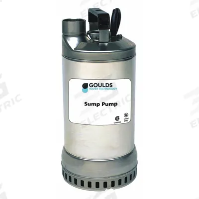 GOULDS Plug-In Utility Pump: 1 hp, 3/8 in Max. Dia. Solids, Continuous Duty, 230V AC - Heavy-Duty Submersible Electric-Operated Dewatering Pumps