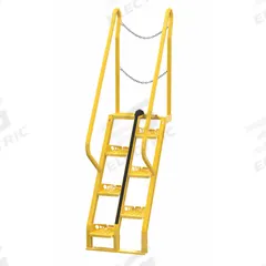 VESTIL Alternating Tread Stairs: 7.5 ft Overall Ht, Steel, 350 lb Load Capacity, Perforated, 7 Steps (MPN ATS-4-56). Key specifications — Color: Yellow; Brand: VESTIL.