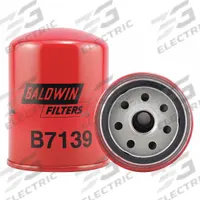 BALDWIN FILTERS Oil Filter: B7139, 3/4"-16 Thread Size, 4 1/8 in Overall Ht, 3 1/16 in Outside Dia. Key specifications — Baldwin Interchange: B7139; Brand: BALDWIN FILTERS; Compatible Vehicle Make: Carrier-Transicold; Includes: Anti-Drainback Valve; Media Material: Cellulose.