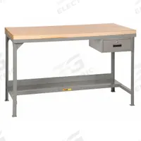 LITTLE GIANT Workbench: Fixed Ht, Butcher Block, 48 in x 30 in, 3,000 lb Overall Load Capacity, Gray (MPN WSJ2-3048-36-DR). Key specifications — Included Components: Drawer; Brand: LITTLE GIANT.