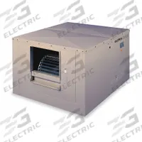 MASTERCOOL Ducted Evaporative Cooler: 2,200 sq ft, 34 5/8 in x 42 in x 48 in, 8 in Pad Thick (MPN 2YAF2-4UE42-3X276). Key specifications — Brand: MASTERCOOL; Evaporative Cooler Voltage: 115V AC; Includes Drive Package: Drive Package Included; Drive Package Installation: Assembly Required.