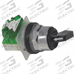 SCHNEIDER Selector Switch: 30 mm Panel Mounting Size, 2 Positions, Extended Lever, 1NO, Metallic (MPN 9001KS11FBH5). Key specifications — AC Contact Rating: 1.2 A @ 600 V; Action: Maintained/Maintained; Cam: E; DC Contact Rating: 0.1 A @ 600 V; Hazardous Location Specification: Not Rated; Operator Head Material: Polycarbonate; Operator Head Type: Long-Handled Knob; Operator Illumination: Non-Illuminated.
