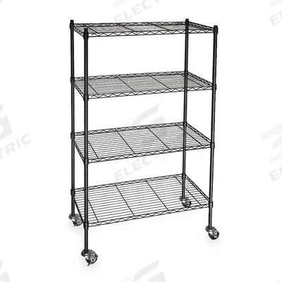 APPROVED VENDOR Wire Shelving Unit: 60 in x 24 in x 68 in, Dry, Split Sleeve, 4 Shelves - Mobile Wire Shelving for Dry Use