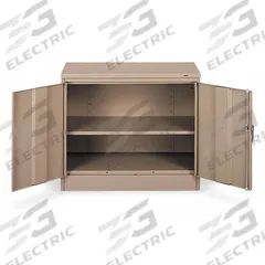 TENNSCO Storage Cabinet: 36 in x 18 in x 30 in, Swing Handle & Keyed, 24 ga Panel Thick, Frame, Tan (MPN 1430 SAND). Key specifications — Cabinet Color: Sand; Method of Construction: Bolted; Base Type: Frame; Assembled: Unassembled; Mobility: Stationary; Adjustable Shelves: Adjustable; Cabinet Finish: Powder Coated; Cabinet Material: Steel.