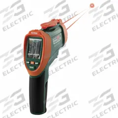 EXTECH Video IR Thermometer: VIR50, Avg/Difference/Max Temp/Min Temp, Adj @ 0.10 to 1.00, -58°, CE. Key specifications — Testing Functions: Minimum Temperature; Temperature Alerts: Low Temperature; Standards: CE; Resolution °F: 4°F; Manufacturer Part Number: VIR50; Mounting Style - NEW: Handheld Only; Intrinsic Safety - NEW: Not Specified Intrinsically Safe; Interface - NEW: USB.