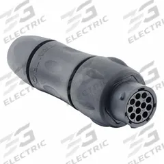 SOURIAU Electrical Connector: Trim Trio UTSX 14, In-Line Receptacle with Cable Gland, 12 Contacts (MPN UTSX1JC1412S). Key specifications — Wire Size: 30 AWG to 14 AWG; Includes Contacts: Contacts Not Included; Brand: SOURIAU; Coupling Type: 1/3 Bayonet; IP Rating: IP69K; Series: Trim Trio UTSX; Contact Gender: Female; Voltage Rating: 500V.
