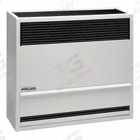 WILLIAMS COMFORT PRODUCTS Surface-Mount Gas Wall Heater: Propane, Gravity Convection, Manual (MPN 3003821). Key specifications — Brand: WILLIAMS COMFORT PRODUCTS; Overall Dimensions - H x W x D: 28 in x 32-1/8 in x 10-1/4 in; Ignition Type/Ignition Power Source: Matchless Piezo/Manual Push Button.
