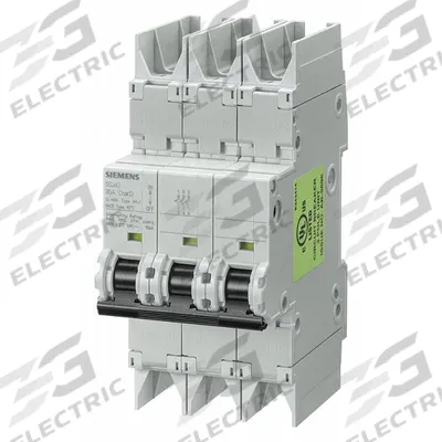 Siemens Miniature Circuit Breaker: 1.6 A Amps, 60V DC, 10 kA, Screw Clamp - C-Curve, 3-Pole UL489 DIN Rail-Mount Miniature Circuit Breakers