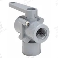 APPROVED VENDOR Manual Three-Way Ball Valve: 1/2 in, PVC, Double L Flow, FNPT x FNPT x FNPT, Lever (MPN 2361790). Key specifications — Brand: APPROVED VENDOR; Handle: Lever.
