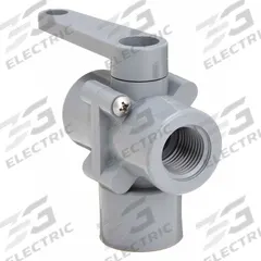 APPROVED VENDOR Manual Three-Way Ball Valve: 1/2 in, PVC, Double L Flow, FNPT x FNPT x FNPT, Lever (MPN 2361790). Key specifications — Brand: APPROVED VENDOR; Handle: Lever.