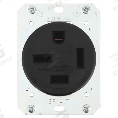 BRYANT Receptacle: Single, 15-50, Black, 250V AC, 50 A, 3 Pole / 4 Wire (MPN 8450FR) - General Purpose Receptacles