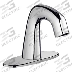 CHICAGO FAUCETS Bathroom Sensor Faucet: EQ Curved, Cast Brass, Polished Chrome Finish, Centerset (MPN EQ-A12C-13ABCP). Key specifications — Brand: CHICAGO FAUCETS; Includes: 4" Cover Plate; Series: EQ Curved.