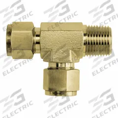 BRENNAN INDUSTRIES Compression Tee Fitting: 3/8 in OD x 1/2 in Pipe x 3/8 in OD Size, Brass (MPN N2605-06-08-06-B). Key specifications — Compatible Fitting Brands: Parker A-LOK; Brand: BRENNAN INDUSTRIES; Series: N2605.