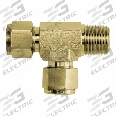 BRENNAN INDUSTRIES Compression Tee Fitting: 3/8 in OD x 1/2 in Pipe x 3/8 in OD Size - Clean & Bagged Double-Ferrule Brass Compression Fittings